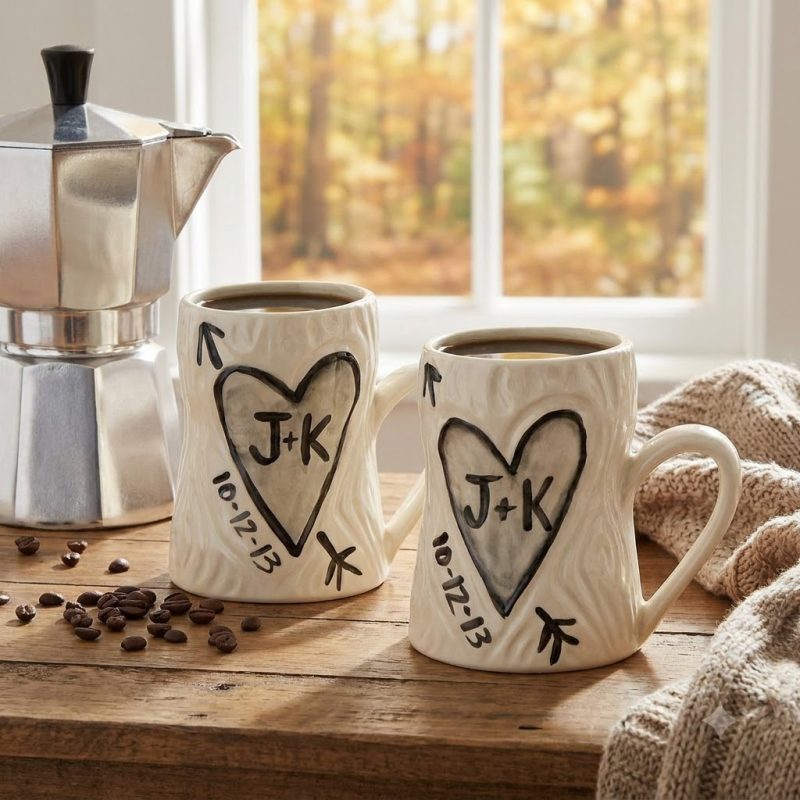 Personalized Porcelain Faux Bois Mug Set 1