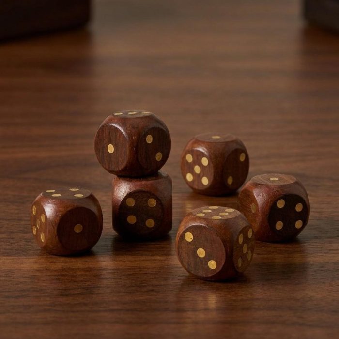 Premium Handmade Rosewood Brass Dice Set 1
