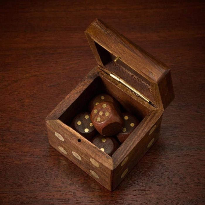 Premium Handmade Rosewood Brass Dice Set 2