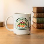 Retro Bookworm Badge Ceramic Mug