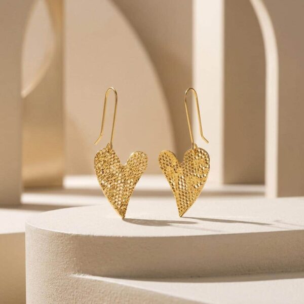 Romantic Mini Gold Dipped Lace Heart Earrings