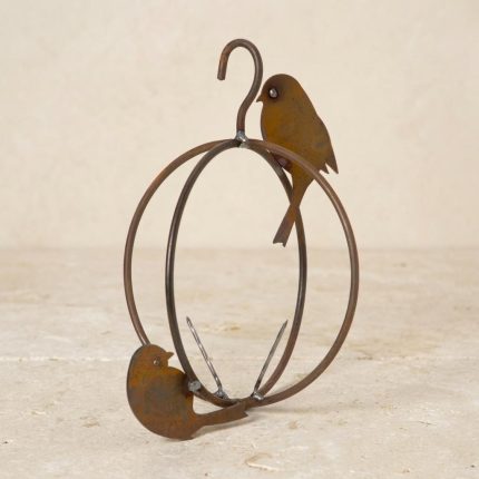 Rustic Steel Birdie Orb Fruit Feeder 1