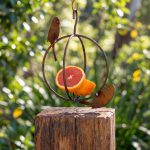 Rustic Steel Birdie Orb Fruit Feeder