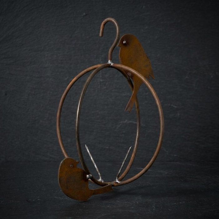 Rustic Steel Birdie Orb Fruit Feeder 3