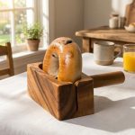 Solid Acacia Wood Easy Grip Bagel Slicer 1