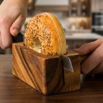 Solid Acacia Wood Easy Grip Bagel Slicer