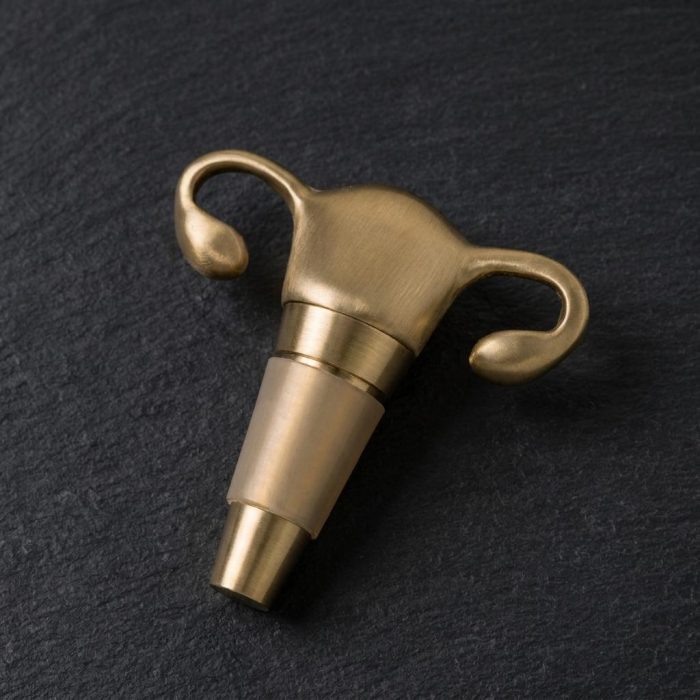 Solid Brass Uterus Bottle Stopper 1