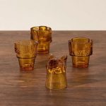 Space-saving Amber Cat Stacking Glass Set 3