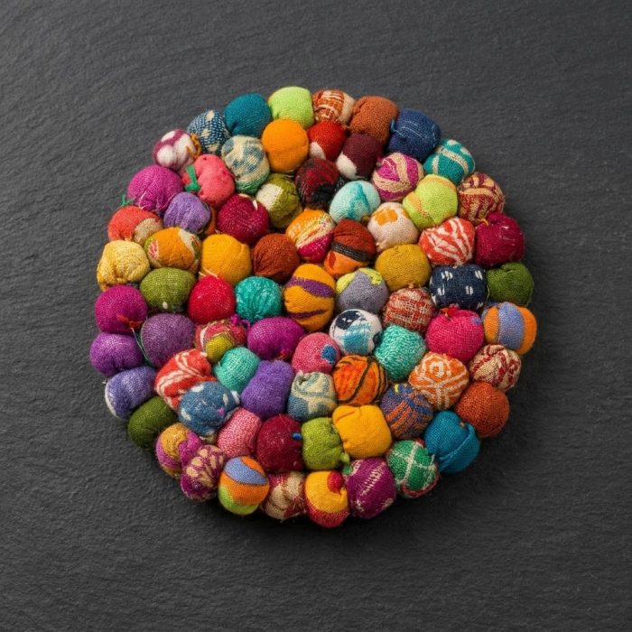 Vibrant Repurposed Sari Rainbow Coaster 2