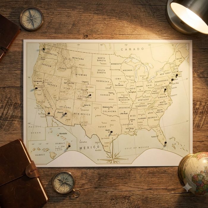 Vintage Personalized Anniversary Pushpin Usa Map 1
