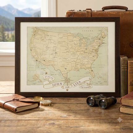 Vintage Personalized Anniversary Pushpin Usa Map