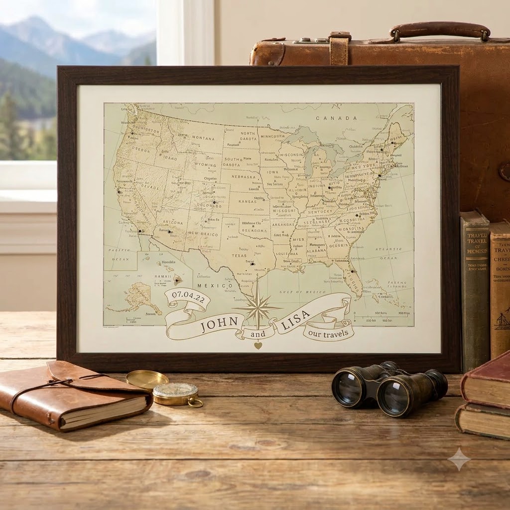 Vintage Personalized Anniversary Pushpin Usa Map Vintage Personalized Anniversary Pushpin Usa Map