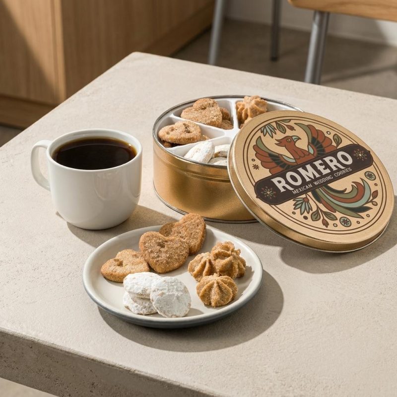 Vintage-style Mexican Wedding Cookie Variety Tin