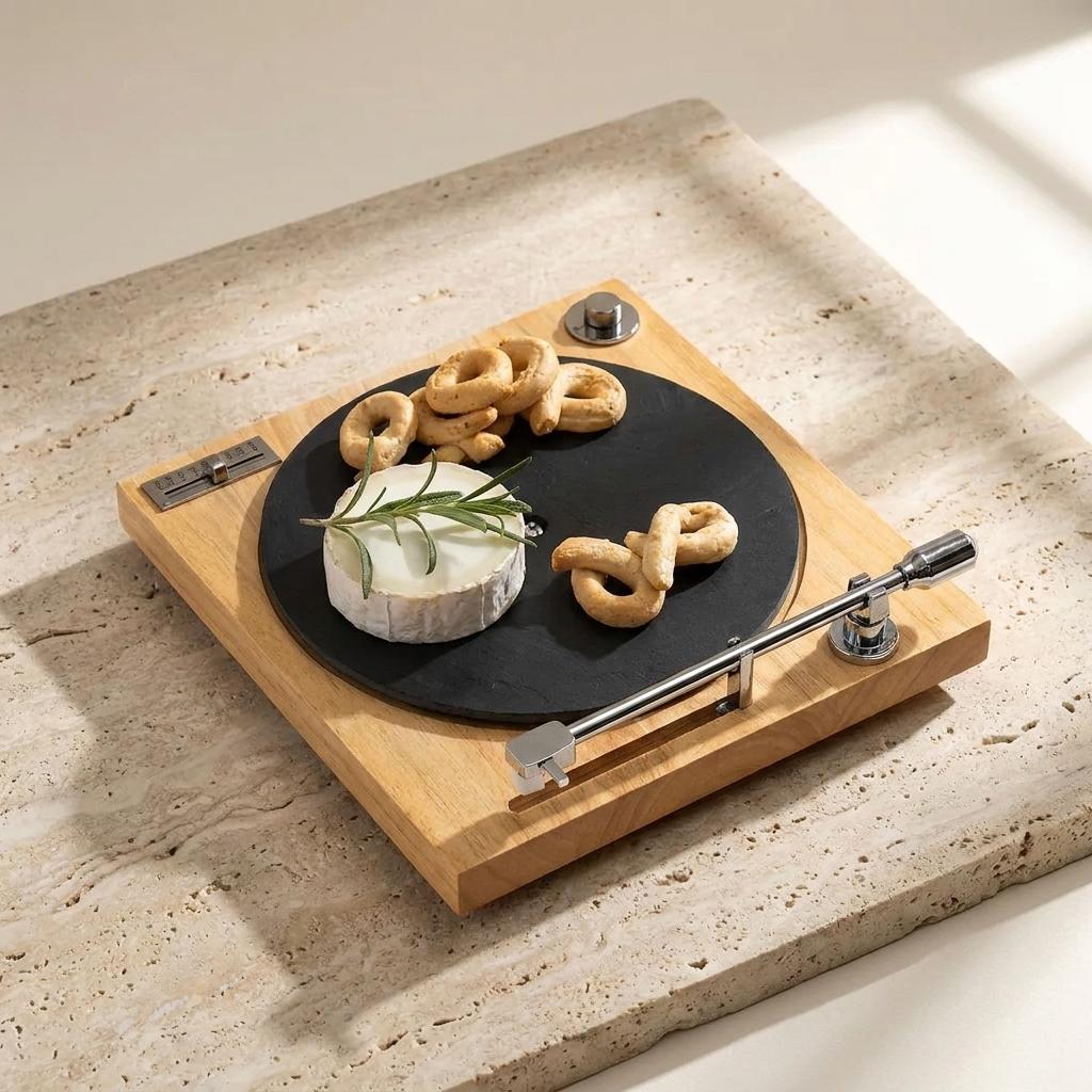 Vintage Vinyl Record Player Turntable Cheese Board Vintage Vinyl Record Player Turntable Cheese Board