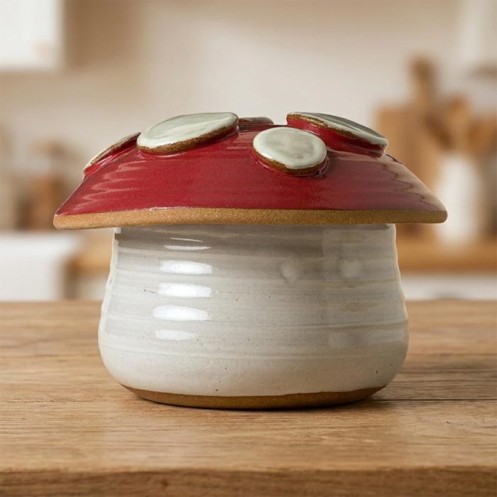 Whimsical Ceramic Mushroom Storage Jar 1