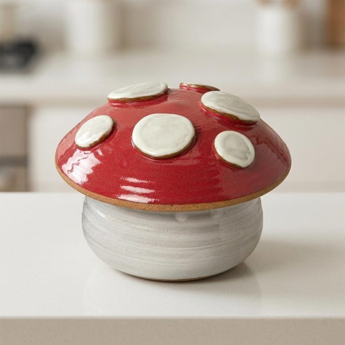 Whimsical Ceramic Mushroom Storage Jar 2