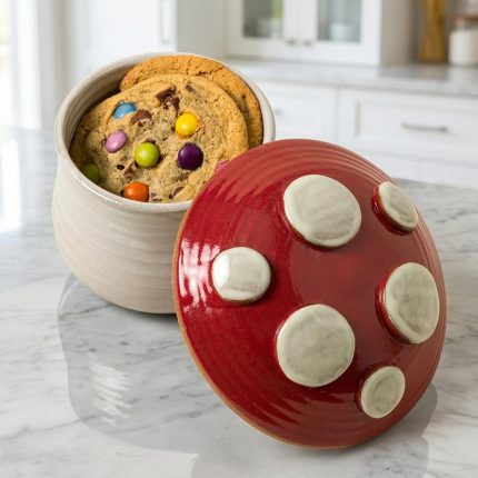 Whimsical Ceramic Mushroom Storage Jar