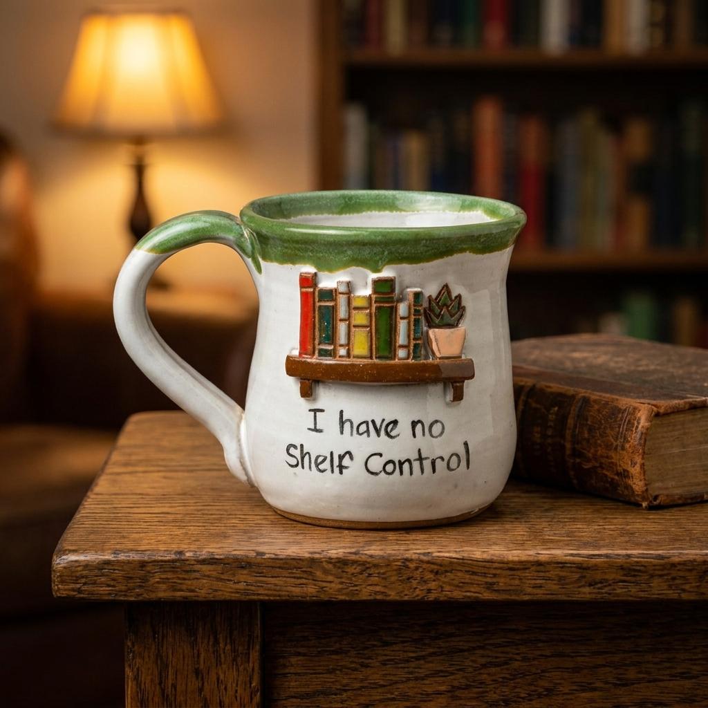 Witty No Shelf Control Book Lover's Mug Witty No Shelf Control Book Lover's Mug