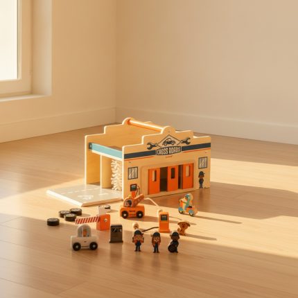 Wooden All-in-one Garage & Car Wash Play Set 2