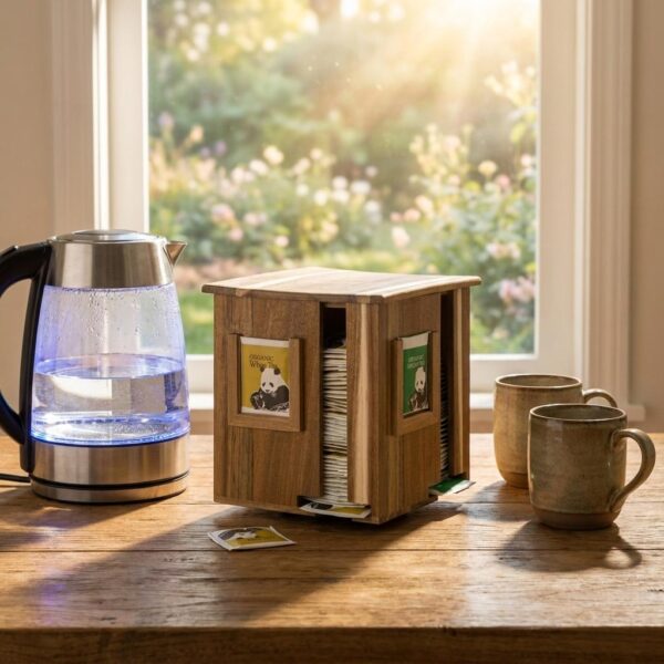 Wooden Swiveling Tea Organizer