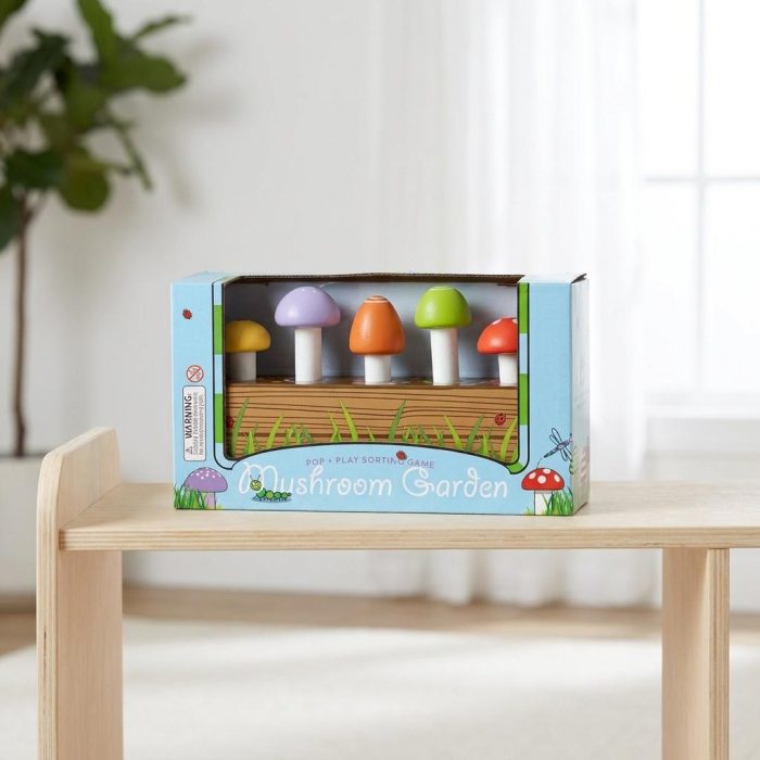 Wooden Toddler Pop & Play Jumpin' Mushroom Garden 3