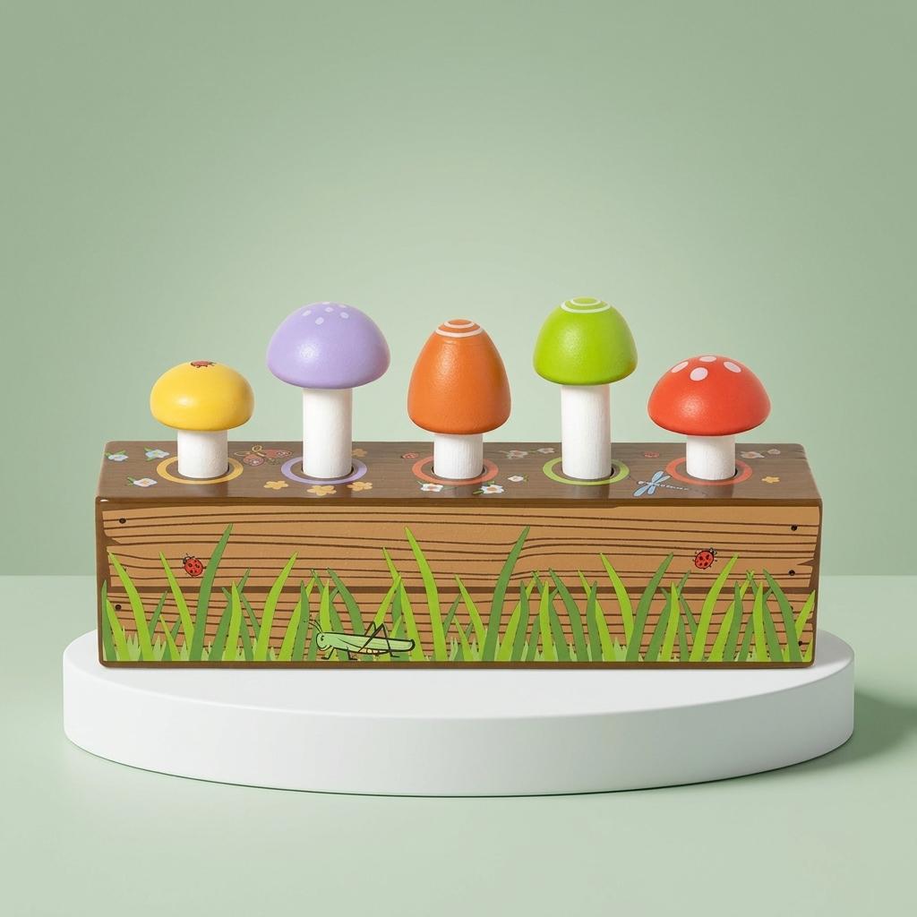 Wooden Toddler Pop & Play Jumpin' Mushroom Garden Wooden Toddler Pop & Play Jumpin' Mushroom Garden
