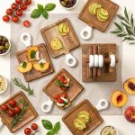 Acacia Wood Appetizer Boards With Stand - Set Of 8 1