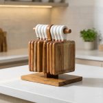 Acacia Wood Appetizer Boards With Stand - Set Of 8 3