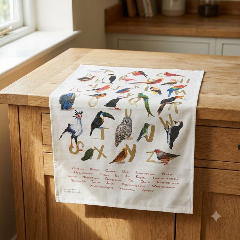 Alphabet In Birds Tea Towel - 100% Premium Cotton (3)