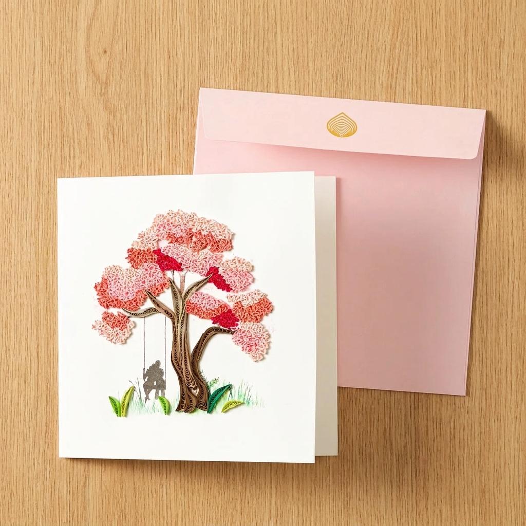 Beautiful Blossoming Love Hand-quilled Greeting Card Beautiful Blossoming Love Hand-quilled Greeting Card