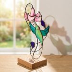 Beautiful Joyful Hummingbird Stained Glass Sculpture 1