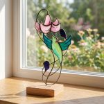 Beautiful Joyful Hummingbird Stained Glass Sculpture 2