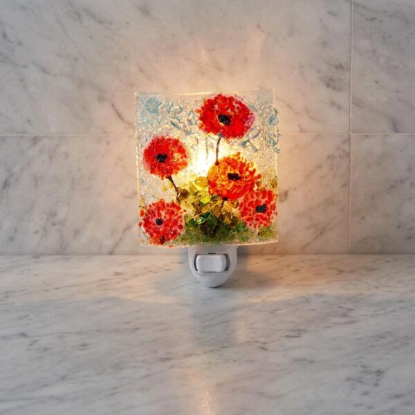 Beautiful Recycled Glass Poppies Nightlight