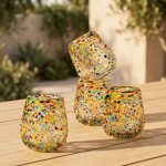 Colorful Fiesta Stemless Wine Glasses - Set Of 4 1