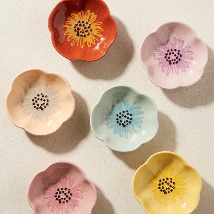 Colorful Little Flower Snack Bowls - Set Of 6