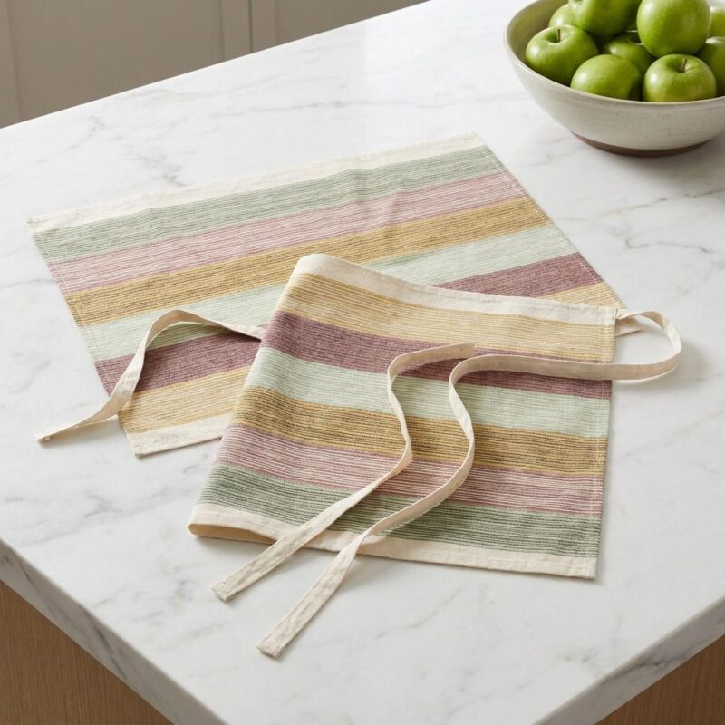 Convertible Apron And Kitchen Towel Set With Linen Blend