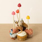 Cute Beeswax Mushroom Birthday Candle Set 3