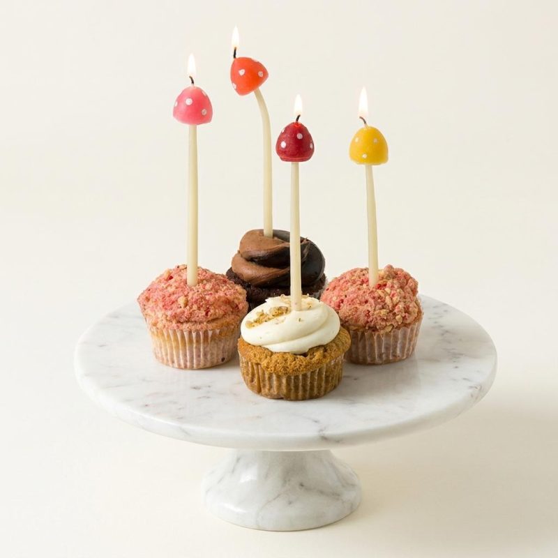 Cute Beeswax Mushroom Birthday Candle Set
