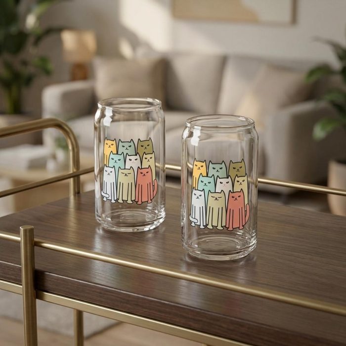 Cute Cats On Cats Glasses - Set Of 2 1