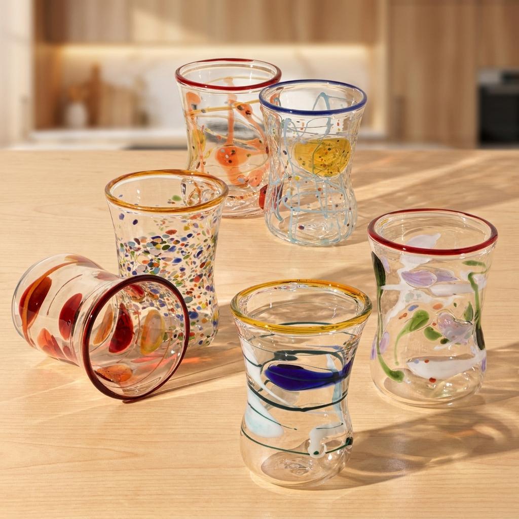 Goto Venetian Wine Glasses Set Of 6 - Hand-blown Colorful Glass Goto Venetian Wine Glasses Set Of 6 - Hand-blown Colorful Glass