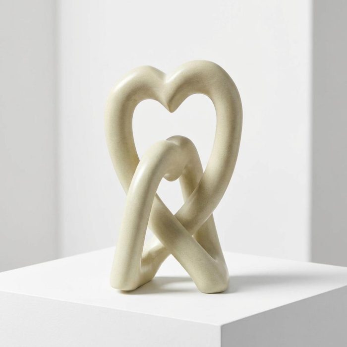 Hand-carved Interlocking Hearts Desktop Sculpture 1