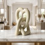 Hand-carved Interlocking Hearts Desktop Sculpture