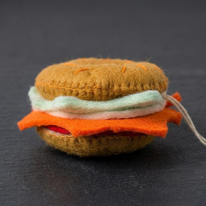 Hand-felted Bagel & Lox Ornament 2