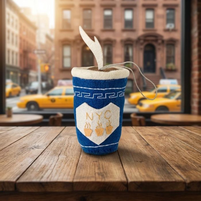 Hand-felted Nyc Coffee Cup Ornament 1