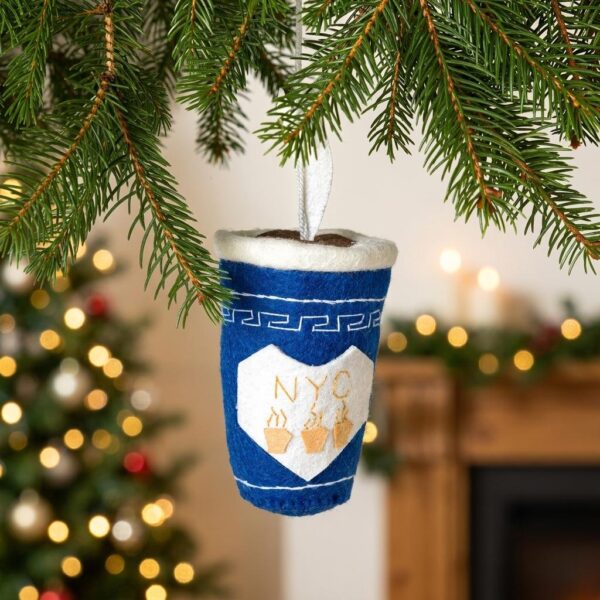 Hand-felted Nyc Coffee Cup Ornament