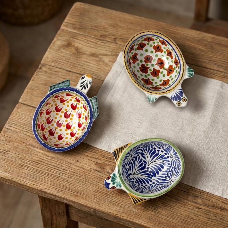 Hand-painted Majolica Salsa Turtles - Set Of 3