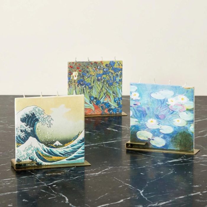 Hand-painted Vincent Van Gogh Irises Flat Candle 2