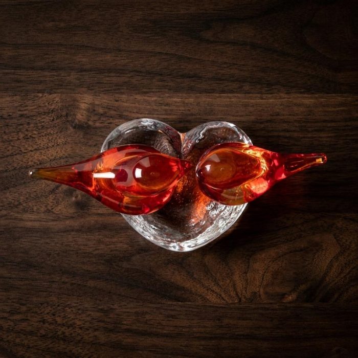 Handblown Lovebirds Glass Desktop Sculpture 1