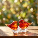 Handblown Lovebirds Glass Desktop Sculpture