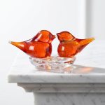 Handblown Lovebirds Glass Desktop Sculpture 2